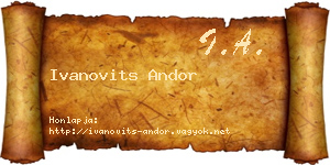 Ivanovits Andor névjegykártya